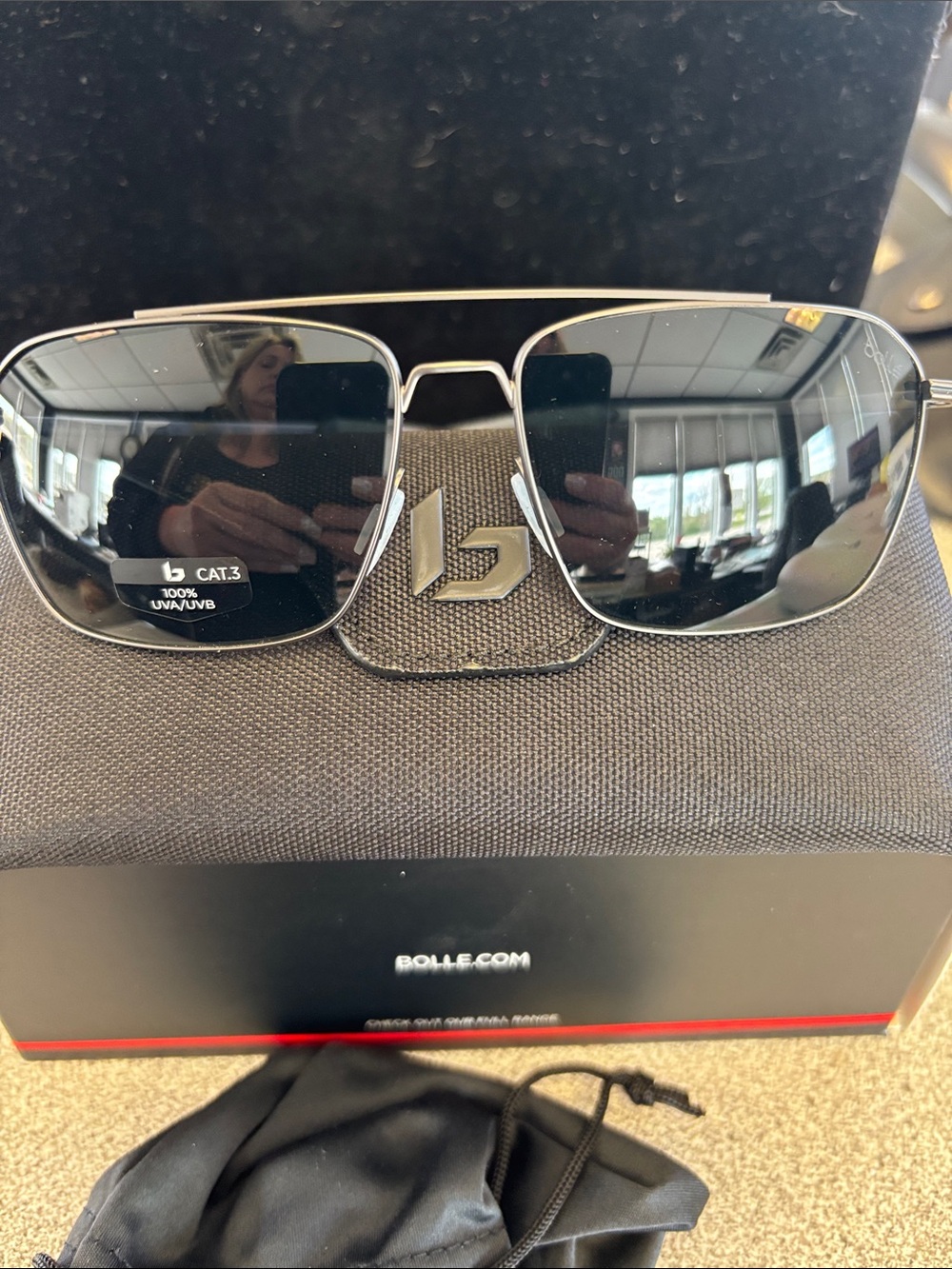 Bolle’ Men's Black Metal Frame Sunglasses with Black Lenses